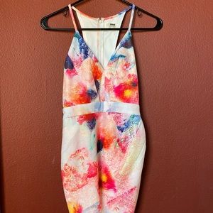 water color v-neck dress